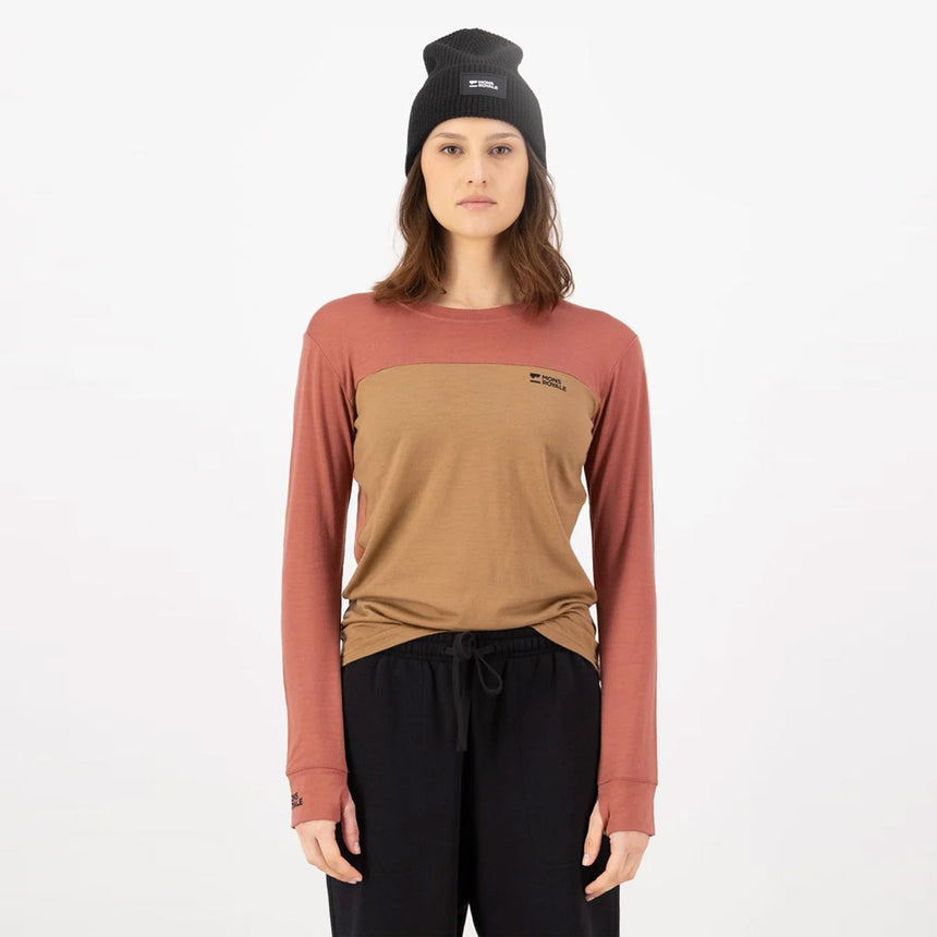 MONS ROYALE Women's Yotei Merino Long Sleeve - Canyon Rose/Toffee