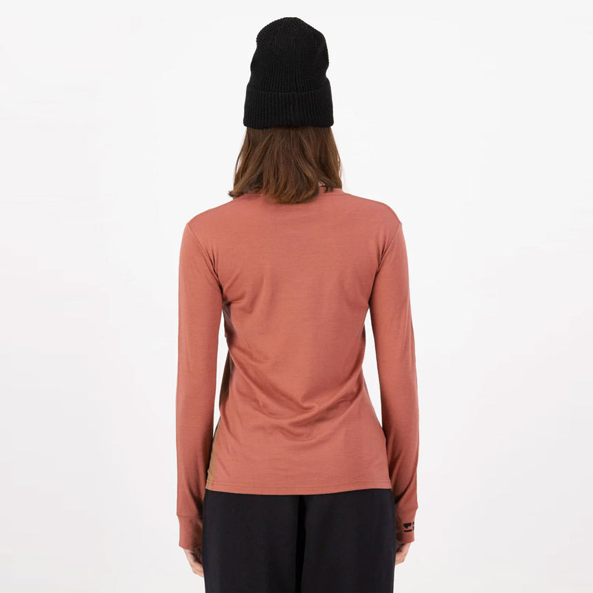 MONS ROYALE Women's Yotei Merino Long Sleeve - Canyon Rose/Toffee