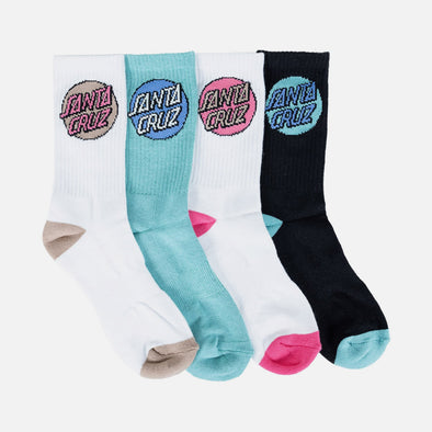 SANTA CRUZ Women's Pop Dot Sock 4 Pack - White/Sage/Black