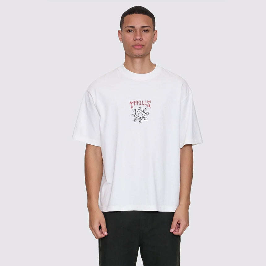 THRILLS Stagger Oversize Box Crop Tee - Dirty White