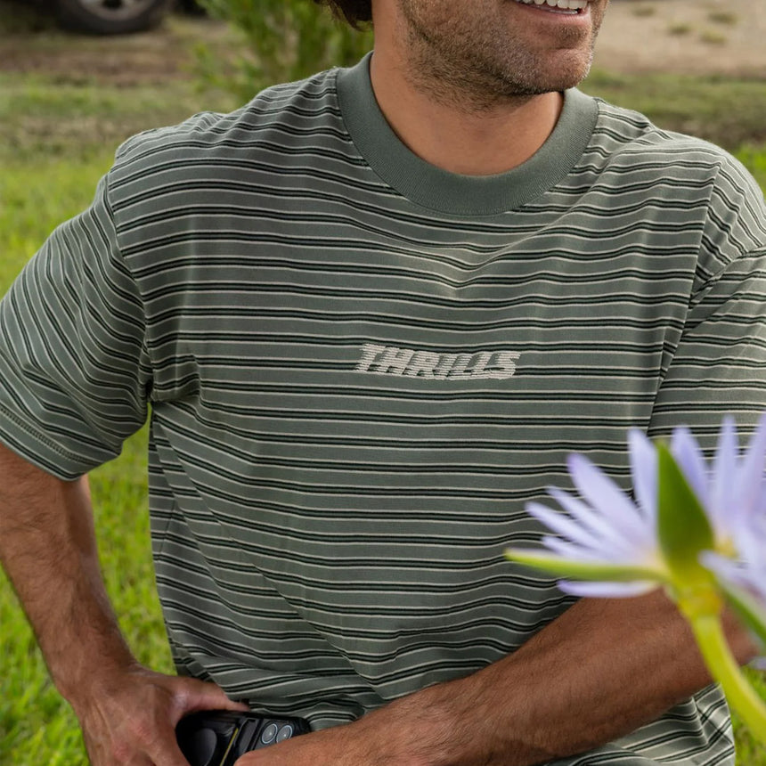 THILLS Built To Last Stripe Oversize Box Crop Tee - Beetle