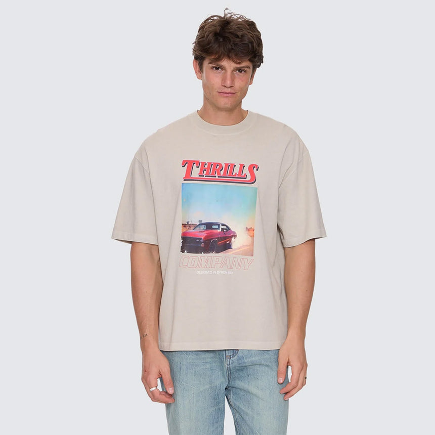 THRIILLS Skerrt Box Fit Oversize Cropped Tee - Oatmeal