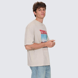 THRIILLS Skerrt Box Fit Oversize Cropped Tee - Oatmeal
