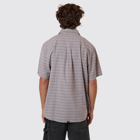 THRILLS  Minimal Thrills Stripe Check Short Sleeve Shirt - Smog