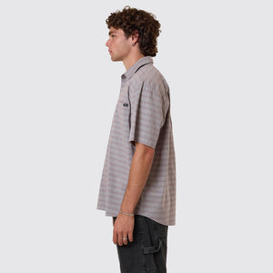 THRILLS  Minimal Thrills Stripe Check Short Sleeve Shirt - Smog