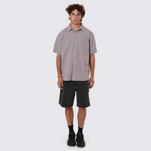 THRILLS  Minimal Thrills Stripe Check Short Sleeve Shirt - Smog