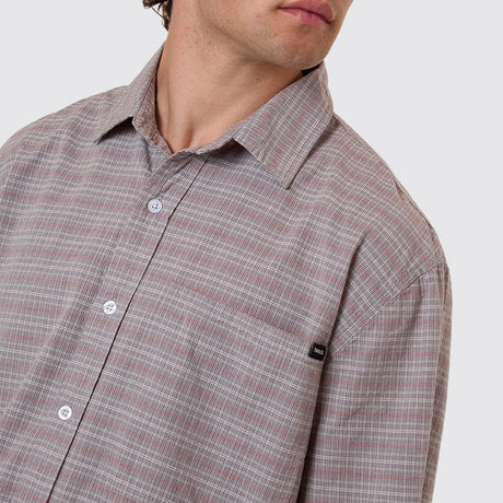 THRILLS  Minimal Thrills Stripe Check Short Sleeve Shirt - Smog