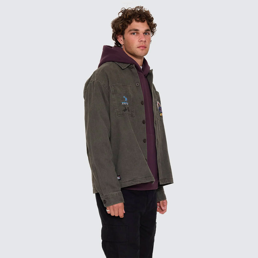 THRILLS Against All Odds Cropped Overshirt - Oil Green