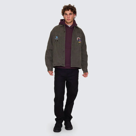 THRILLS Against All Odds Cropped Overshirt - Oil Green