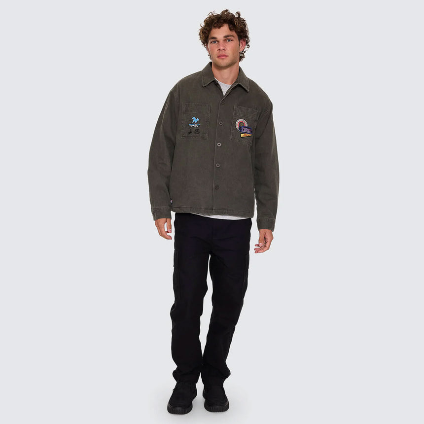 THRILLS Against All Odds Cropped Overshirt - Oil Green