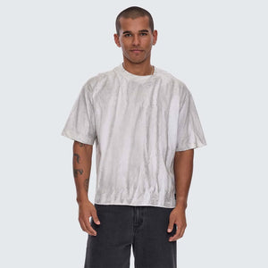 THRILLS Arts Sunfade Box Fit Oversize Cropped Raw Hem Tee - Sunfade Bleach Charcoal