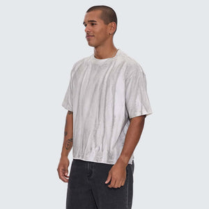 THRILLS Arts Sunfade Box Fit Oversize Cropped Raw Hem Tee - Sunfade Bleach Charcoal