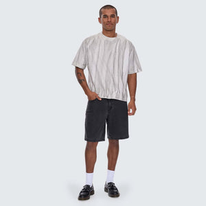 THRILLS Arts Sunfade Box Fit Oversize Cropped Raw Hem Tee - Sunfade Bleach Charcoal