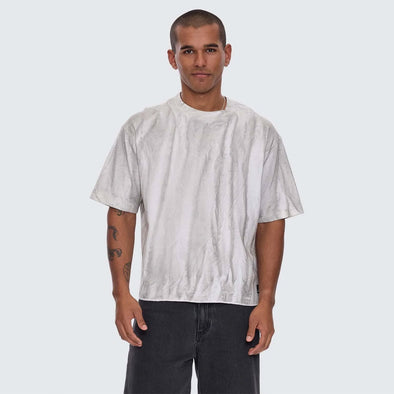 THRILLS Arts Sunfade Box Fit Oversize Cropped Raw Hem Tee - Sunfade Bleach Charcoal