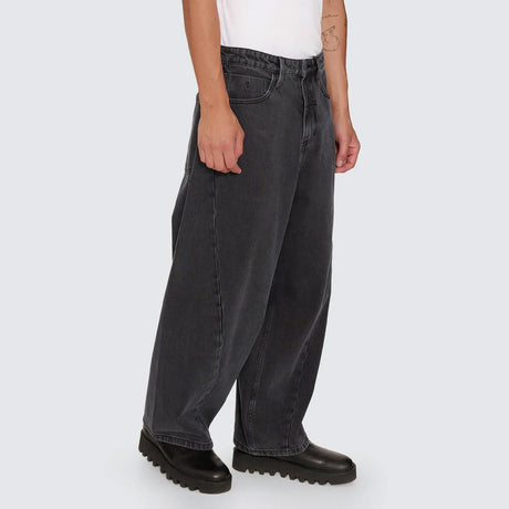 THRILLS Barrel Leg Balloon Baggy Denim Jean - Dark Charcoal Black