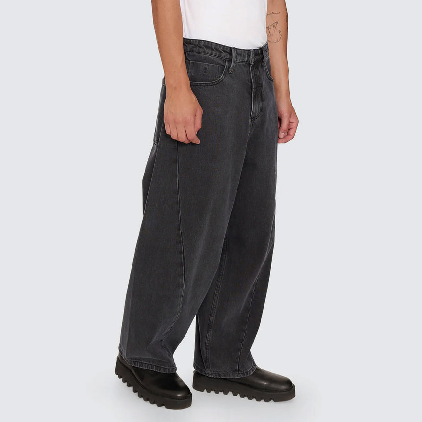 THRILLS Barrel Leg Balloon Baggy Denim Jean - Dark Charcoal Black