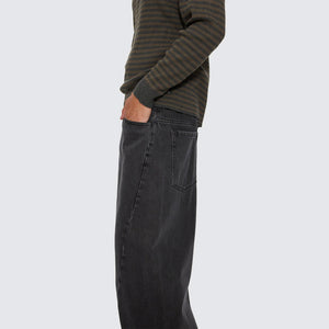 THRILLS Barrel Leg Balloon Baggy Denim Jean - Dark Charcoal Black