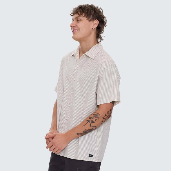 THRILLS Beauty Around Us Short Sleeve Stripe Work Shirt - Acorn