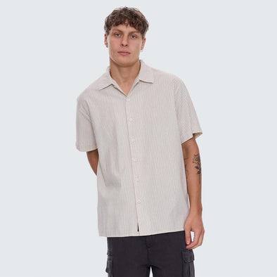 THRILLS Beauty Around Us Short Sleeve Stripe Work Shirt - Acorn