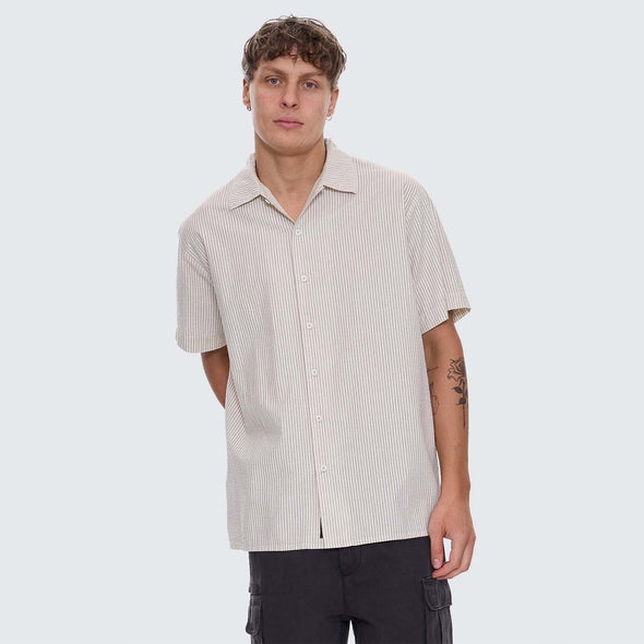 THRILLS Beauty Around Us Short Sleeve Stripe Work Shirt - Acorn