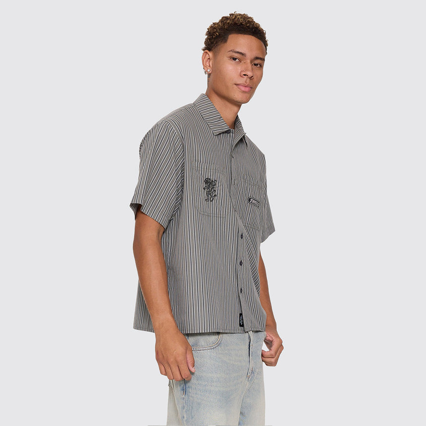 THRILLS Built To Last Cropped Short Sleeve Work Shirt - Beetle