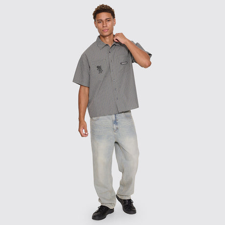 THRILLS Built To Last Cropped Short Sleeve Work Shirt - Beetle