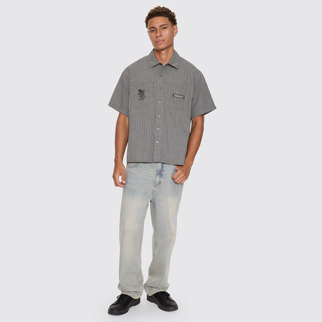 THRILLS Built To Last Cropped Short Sleeve Work Shirt - Beetle