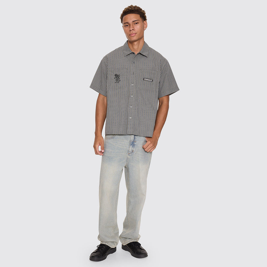 THRILLS Built To Last Cropped Short Sleeve Work Shirt - Beetle