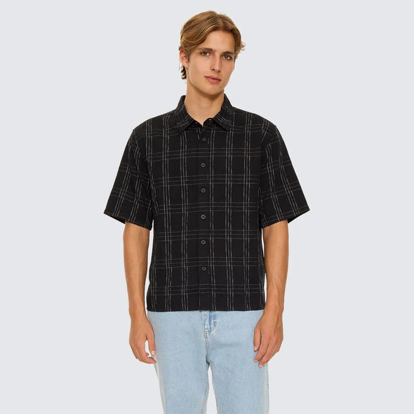 THRILLS Built To Win Short Sleeve Cropped Shirt - Black