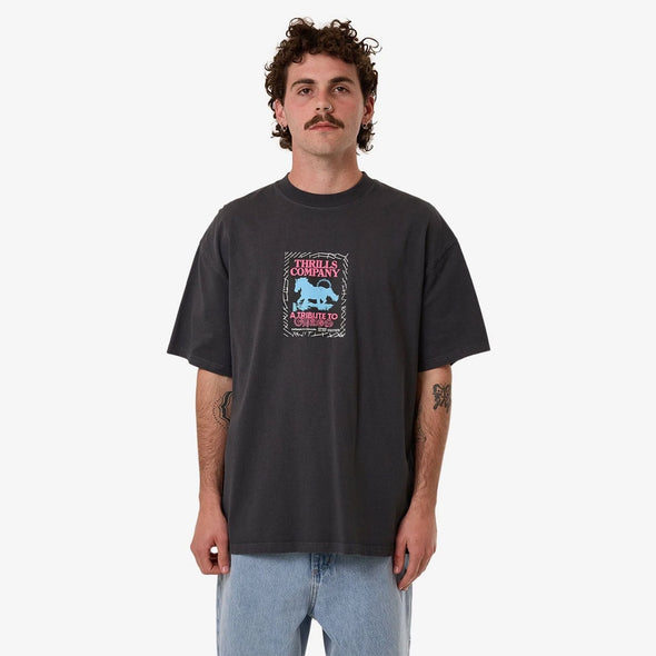 THRILLS Chain Of Formation Box Fit Oversize Tee - Dark Charcoal