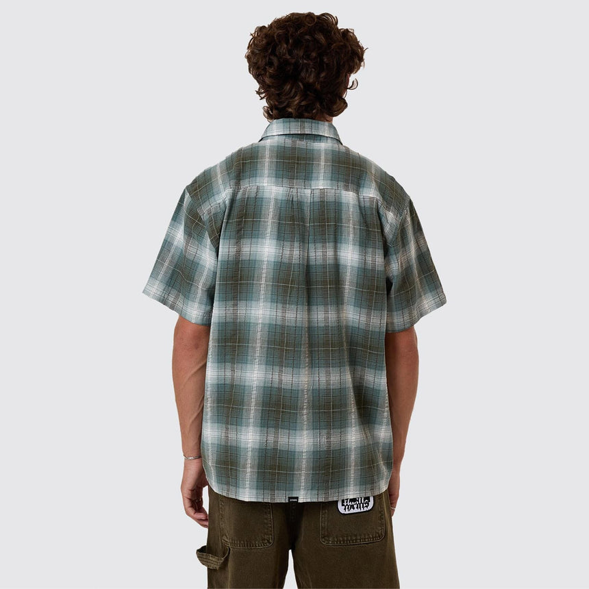 THRILLS Cheap Thrills Check Short Sleeve Shirt - Tarmac