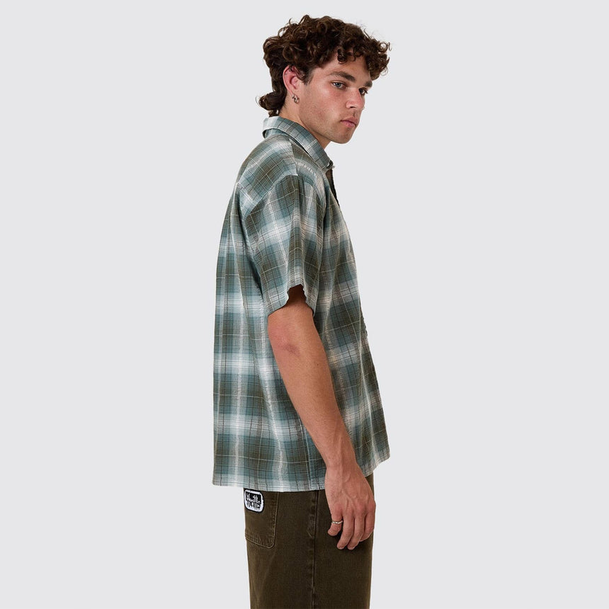THRILLS Cheap Thrills Check Short Sleeve Shirt - Tarmac