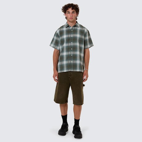THRILLS Cheap Thrills Check Short Sleeve Shirt - Tarmac