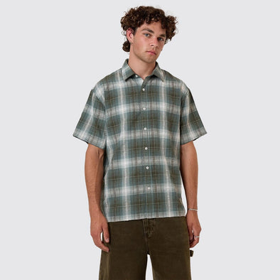 THRILLS Cheap Thrills Check Short Sleeve Shirt - Tarmac