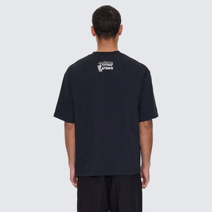 THRILLS Cut & Shattered Box Fit Oversize Cropped Tee - Faded Black