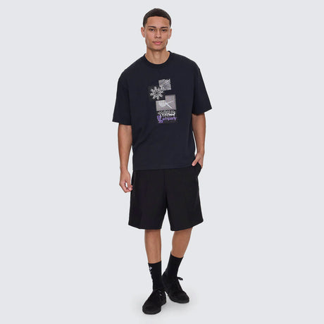 THRILLS Cut & Shattered Box Fit Oversize Cropped Tee - Faded Black