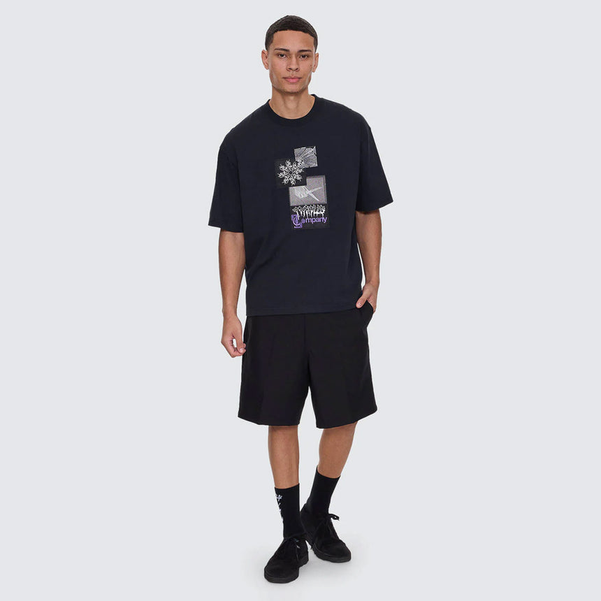 THRILLS Cut & Shattered Box Fit Oversize Cropped Tee - Faded Black