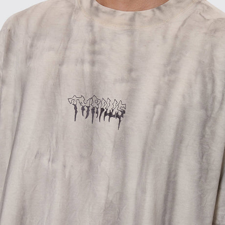 THRILLS Cut & Shattered Box Fit Oversize Cropped Tee - Marble Heritage White