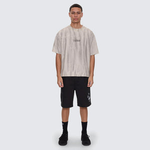 THRILLS Cut & Shattered Box Fit Oversize Cropped Tee - Marble Heritage White