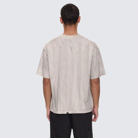 THRILLS Cut & Shattered Box Fit Oversize Cropped Tee - Marble Heritage White