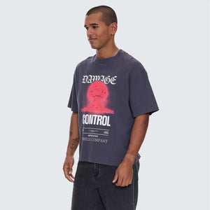 THRILLS Damage Control Box Fit Oversize Cropped Tee - Ebony