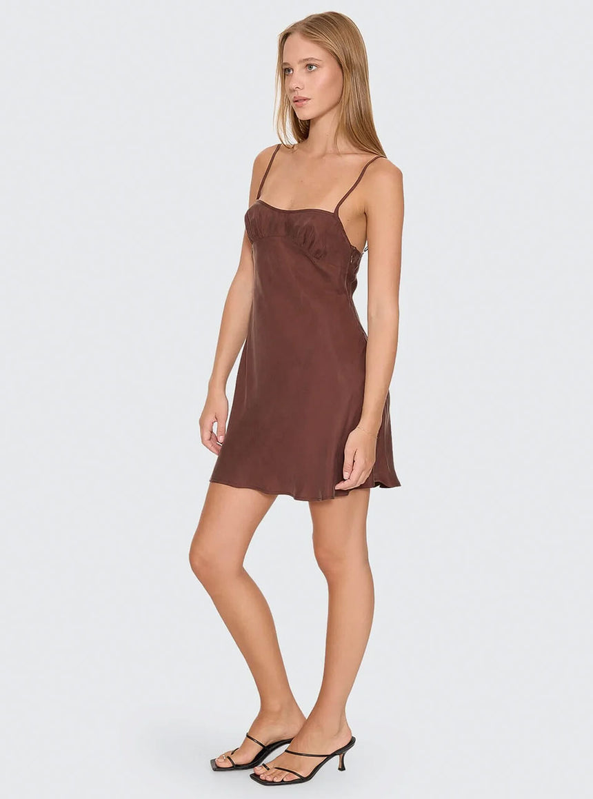 THRILLS Elio Bias Mini Dress - Cocoa