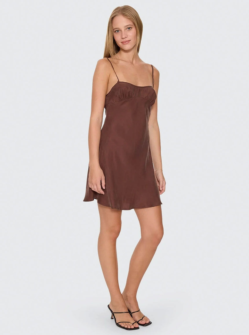THRILLS Elio Bias Mini Dress - Cocoa