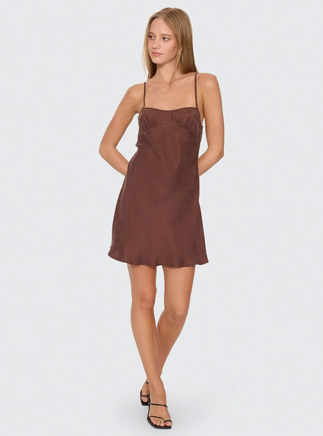 THRILLS Elio Bias Mini Dress - Cocoa