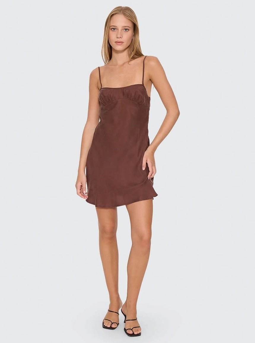 THRILLS Elio Bias Mini Dress - Cocoa