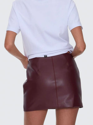THRILLS Ethan Leather Mini Skirt - New Maroon