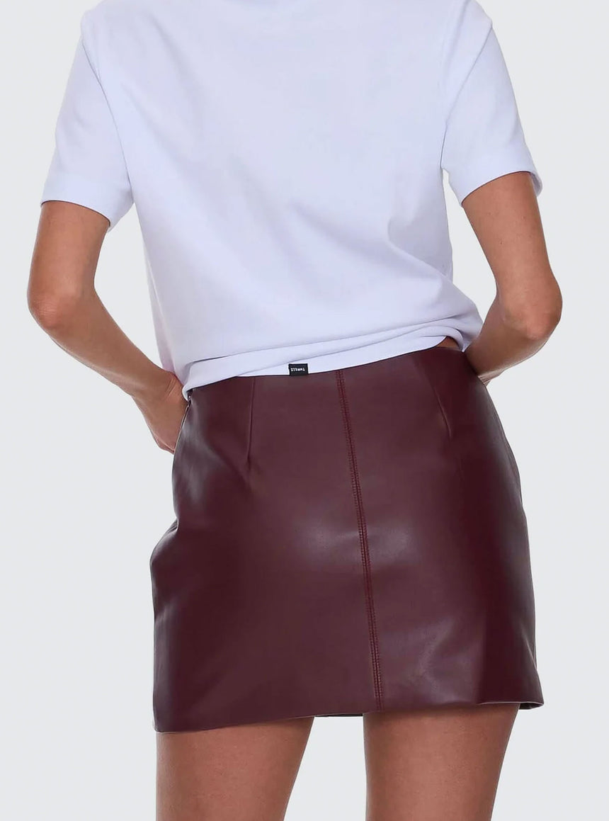 THRILLS Ethan Leather Mini Skirt - New Maroon
