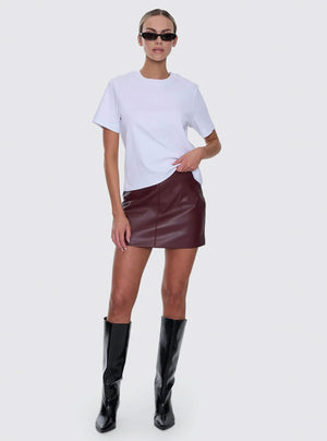 THRILLS Ethan Leather Mini Skirt - New Maroon