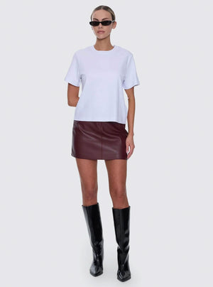 THRILLS Ethan Leather Mini Skirt - New Maroon