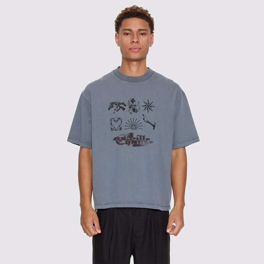 THRILLS Everything Oversize Box Crop Tee - Air Force Blue